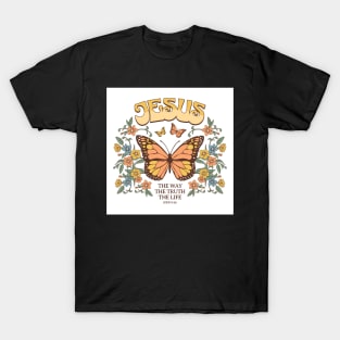 Jesus - The Truth The Way The Life - Groovy Butterflies T-Shirt